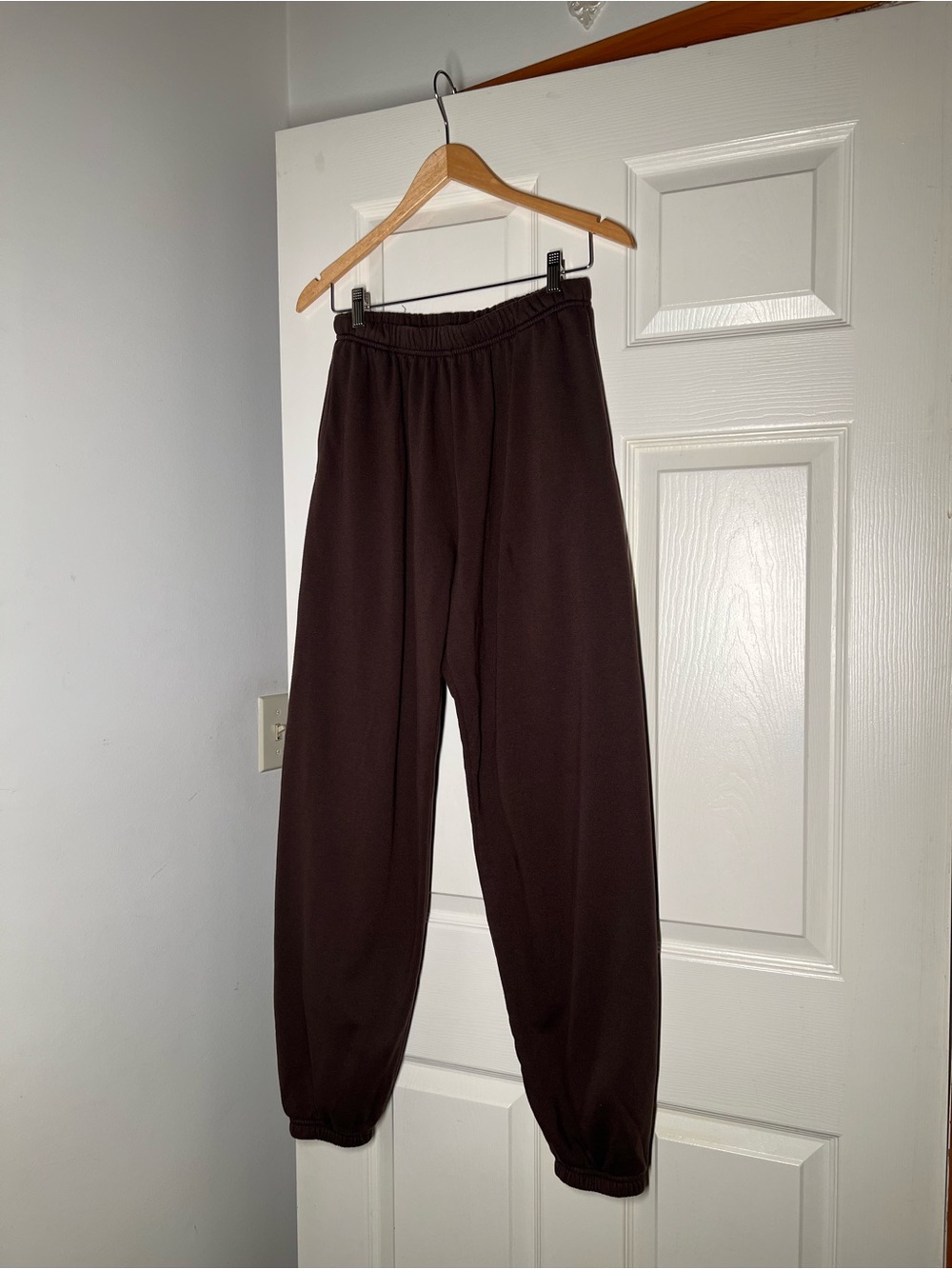 Los Angeles Apparel Dark Brown Elastic-Waist Joggers